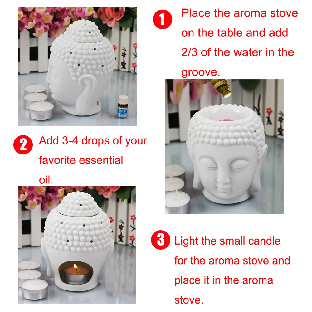 Масляная горелка белый/черный украшение Классическая Арома благовония с Буддой