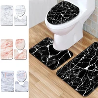 3pcs home bathroom decoration products marble toilet three-piece set floor mat door mat bathroom carpet