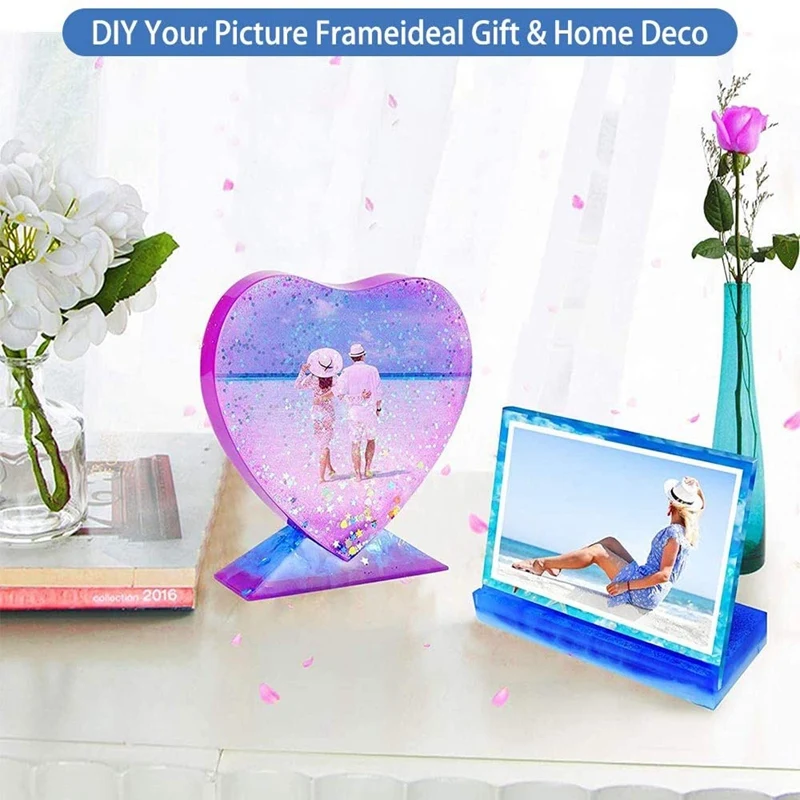 Epoxy Resin Photo Frame Molds Rectangle &amp Heart Shape Silicone Mold Personalized For Casting | Дом и сад