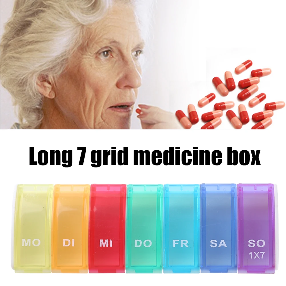 

1Pc 7 Days Pill Medicine Box Weekly Tablet Holder Storage Organizer Container Case Pill Box Splitters Transparent Color Splitter