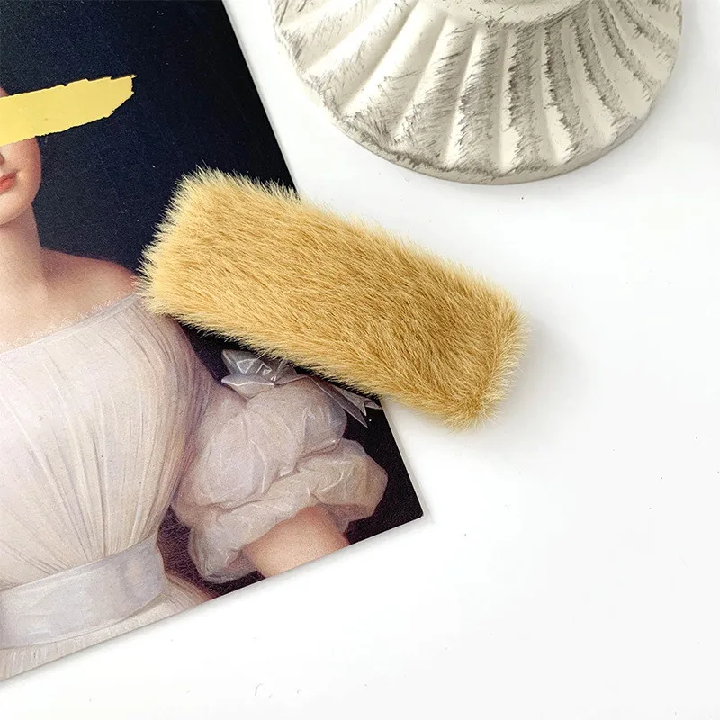 8 rectangle yellow Корея Осень Зима твердая плюшевая повязка для волос Зажимы геометрические капли прямоугольные женские большие заколки аксессуары для волос - Цвет: 8 rectangle yellow