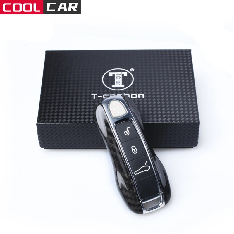 

Carbon Fiber Car Fob Remote Key Case Cover Shell Refit Replacement For Porsche Panamera Accessories Car Styling