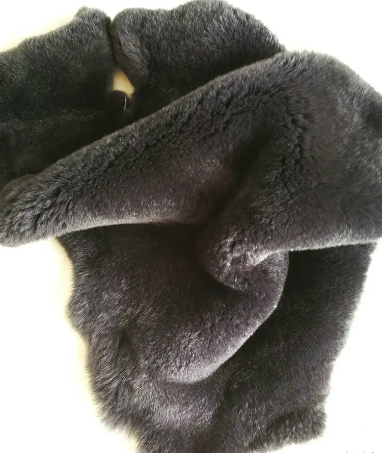 Dark Gray Цветная коробка из кожи кролика Рекс, общий набор, сделай сам, Мобильная Сумка из меха кролика Рекс, воротник из натурального меха, одежда из кожи, мех кролика, шерсть 45*28 см - Цвет: Dark Gray