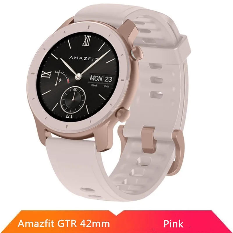 42mm Pink Huami Amazfit GTR 47 мм 42 мм Смарт часы AMOLED экран 5ATM водонепроницаемый gps ГЛОНАСС 12 спортивных режимов для Android iOS - Цвет: 42mm Pink
