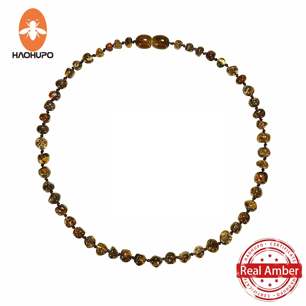 

HAOHUPO Top Hot Quality Cognac Classic Fashion Nature Stone Baltic Jewelry Amber Necklace Women Necklace Handmade Baby Necklace