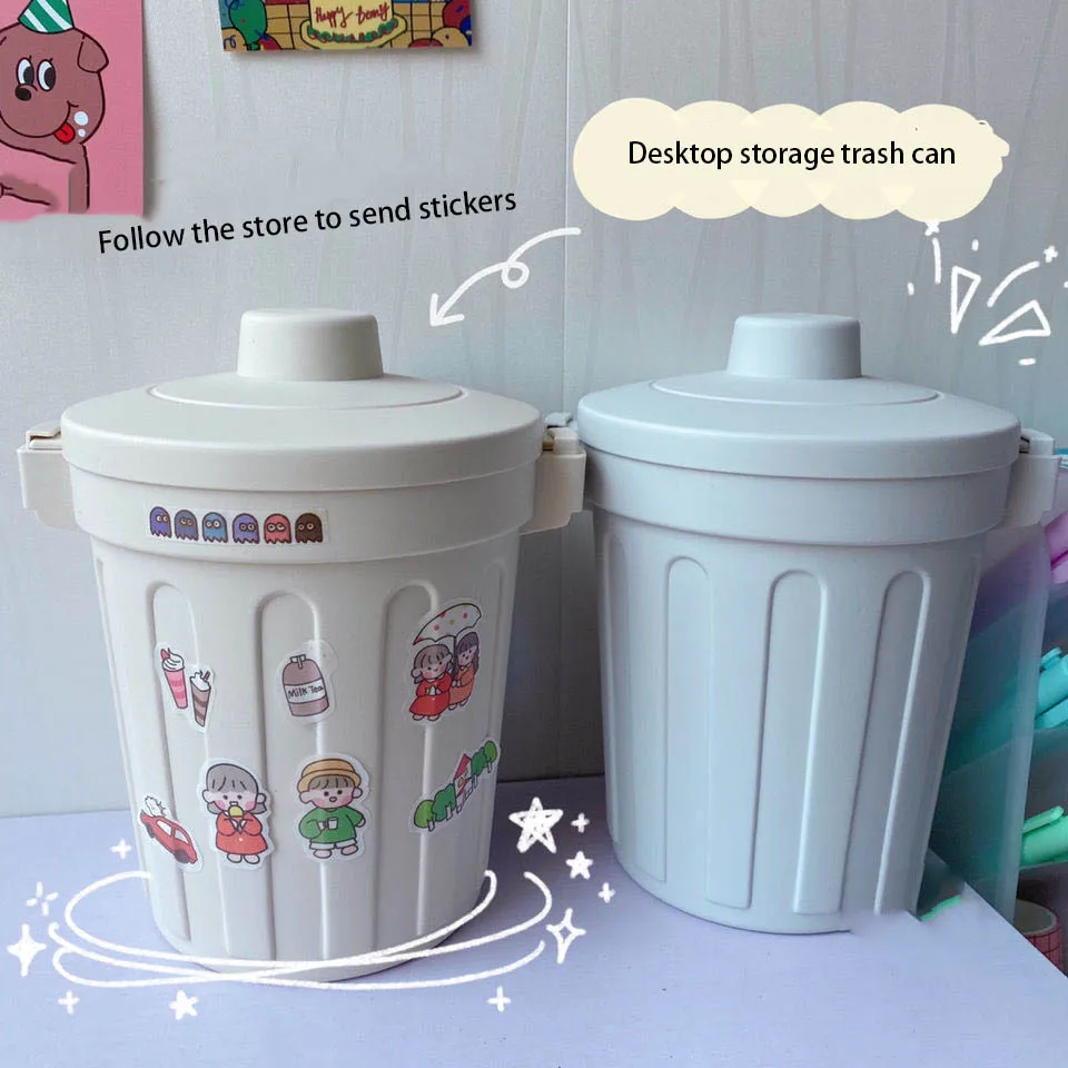 

Ins Desktop Mini Cute Trash Can Student Dormitory Simple White Storage Box Desk Stationery Storage Pen Holder