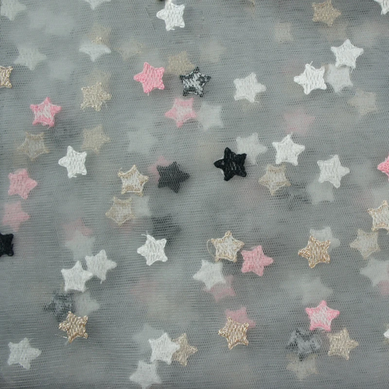 1/2 ярда вышитая сетчатая Тюлевая ткань с рисунком звезд для юбки пачки платья
