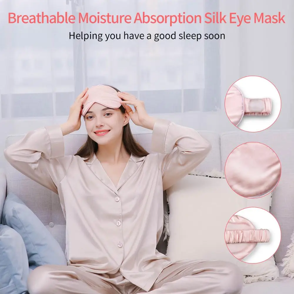 Маска для глаз шелковая с USB-магнитом многоразовая сна и сухого розовая |