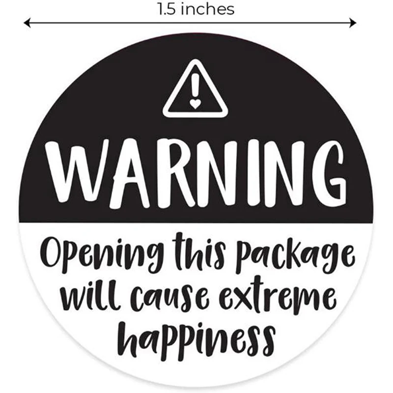 

500pcs Black and White Adorable Warning Sricker Labels Extreme Happiness Labels for Business Gift Packaging Envelope Stickers