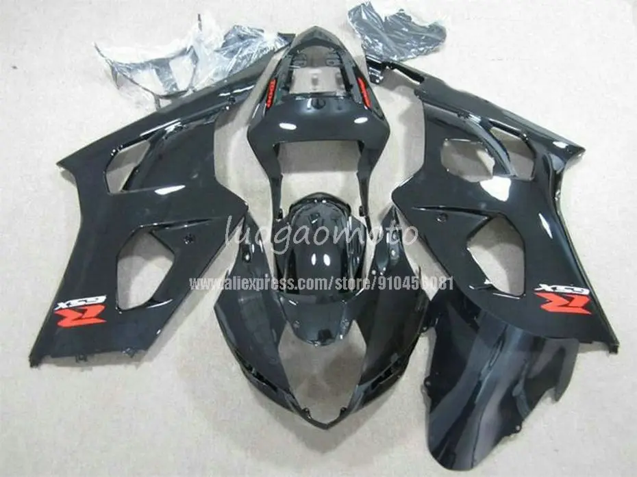 Обвесы ВПРЫСКА Черный SUZUKI GSXR1000 K3 03 04 gsxr1000 GSX R1000 кузов 2003 2004 комплект