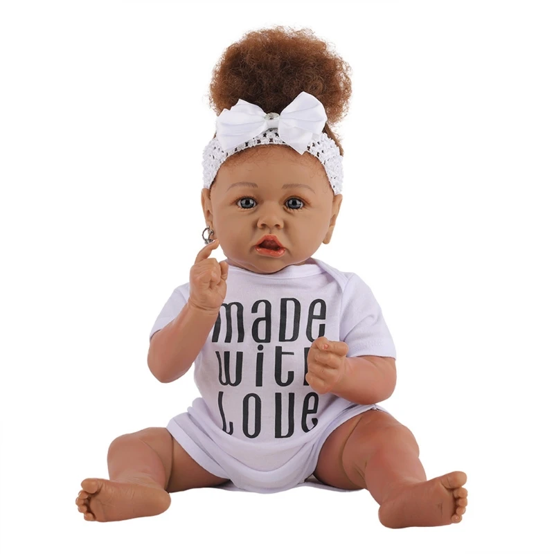 

23inch Baby Play Doll Washable African Girl Doll Realistic Newborn Doll