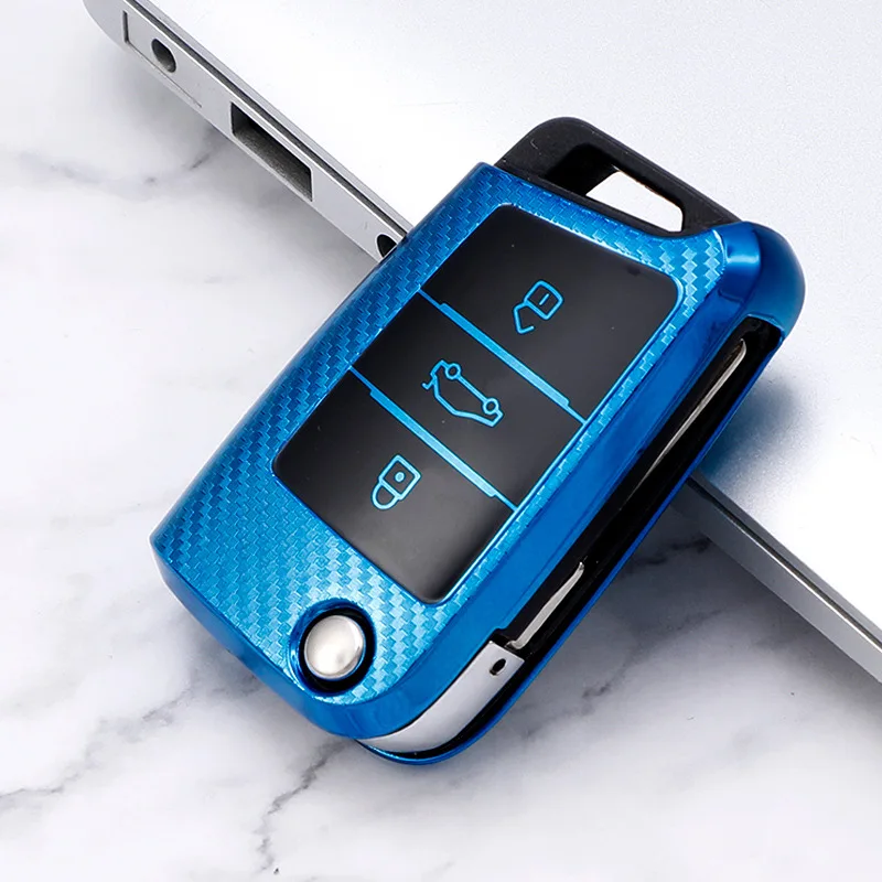 

Car Key Case Carbon Fiber Protection Bag For VW Volkswagen Golf 7 MK7 Tiguan MK2 SEAT Ateca Leon FR 2 Ibiza For Skoda Octavia A7