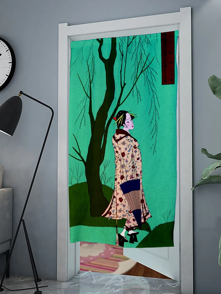 

Japanese Ukiyo-e Kimono Beauties Painting Door Curtain Art Heian Era Lady Pattern Room Curtain Shading Enter Doorway Tapestry