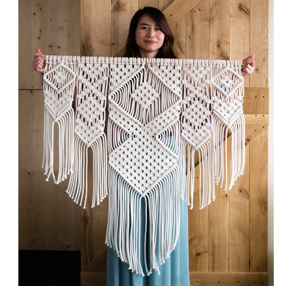 Макраме Тканые настенный Boho Chic богемный комнаты гобелен с геометрическим