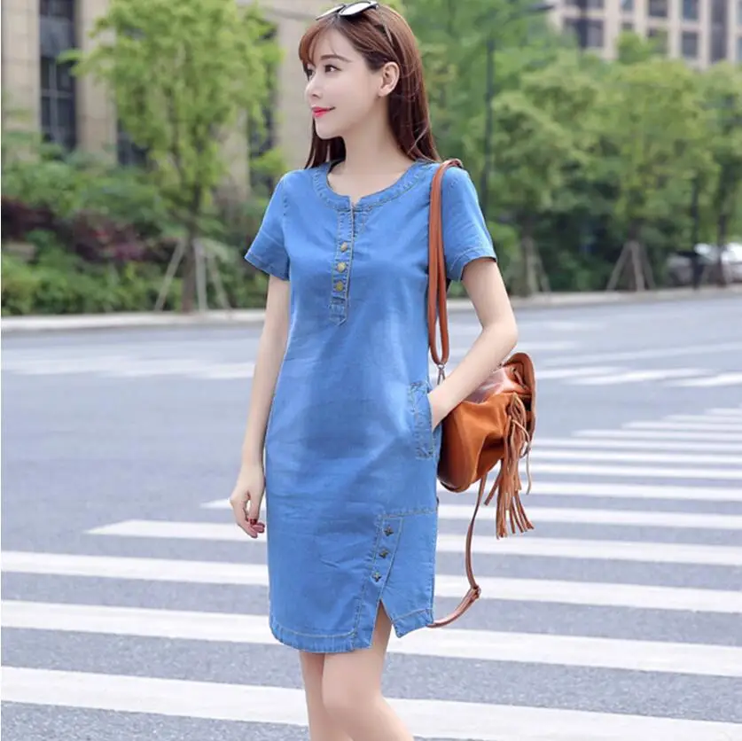 Женское джинсовое платье с пуговицами комбинация размера плюс джинсы хараюку