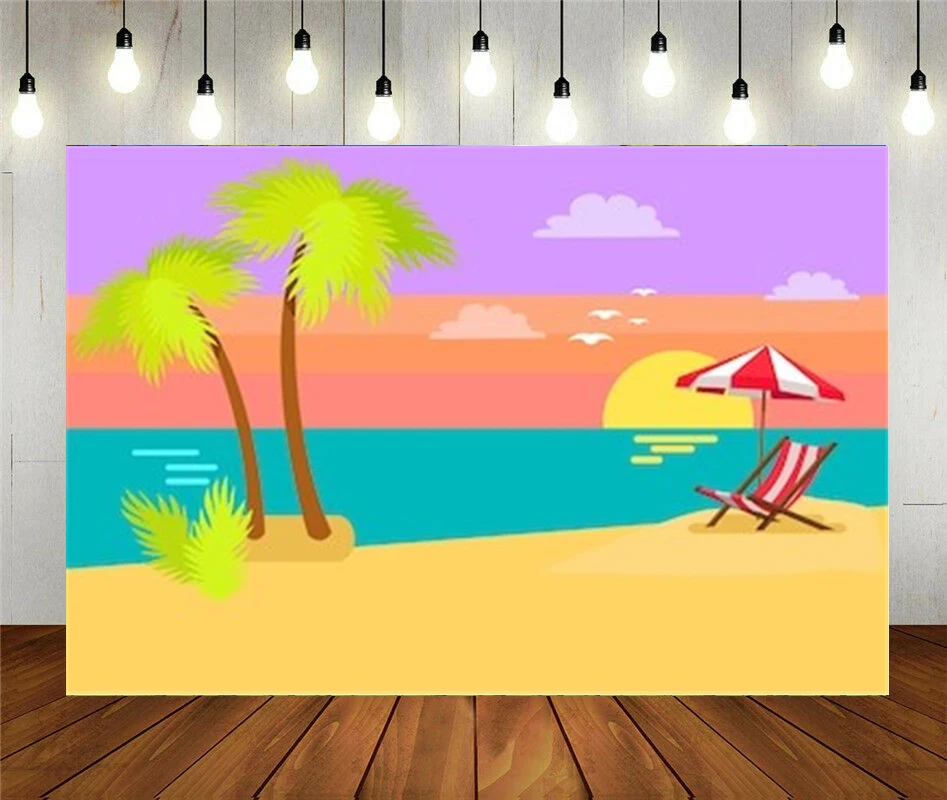 

Реквизит для фотостудии фон для фотосъемки мультяшный тропический пляж морской песок Виниловый фон украшение для детского дня рождения