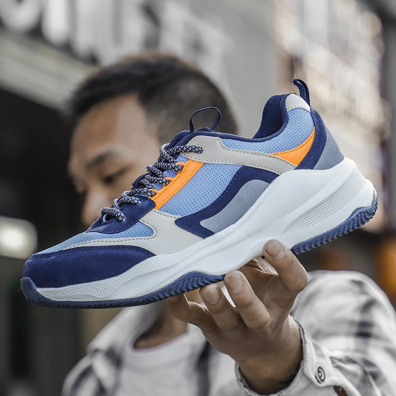 

Men's Vulcanized Shoes 2021 New Men Chunky Sneakers Lace-up Platform Men Sneakers Stylish Breathable Adult Male Tenis Footwear