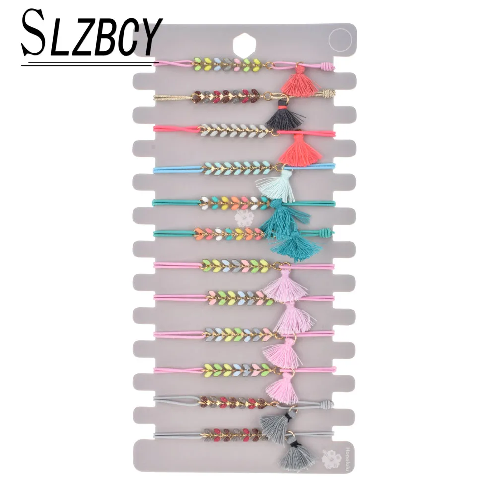 Набор женских небольших браслетов с кисточками 12 шт./лот браслеты ручной работы