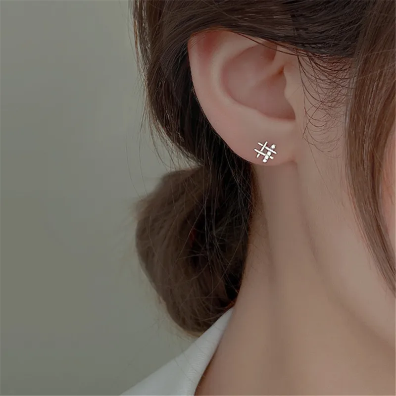 

925 Sterling Silver Zircon Cross Stud Earring For Women Wedding Birthday Jewelry Gift Pendientes Oorbellen eh1665