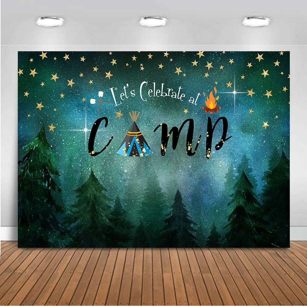 Фон для фотосъемки с изображением лагеря Let's celebrate fire студийной ночного неба liitte