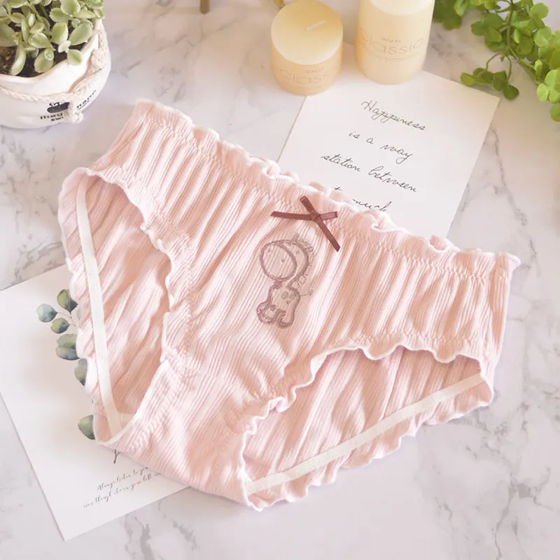 Трусы женские в японском стиле хлопковые с вышивкой животных | Женская одежда