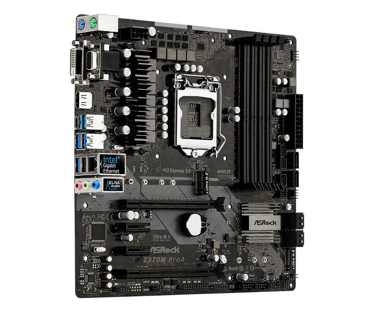 usedasrock z370m pro4 eighth generation motherboard micro atx ddr4 support i7 8100 8600k free global shipping
