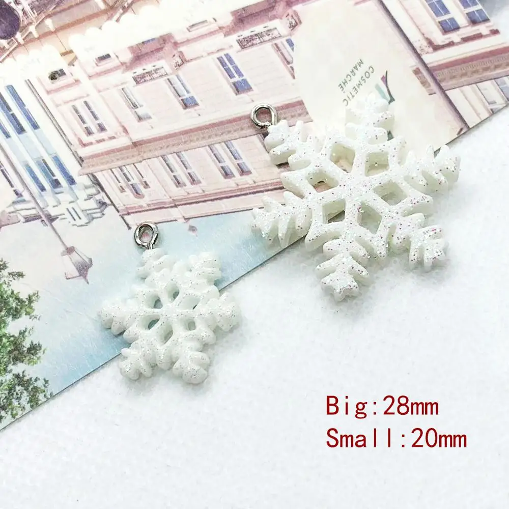 10 шт. милые 3D Подвески из смолы с блестками в виде снега плоской задней