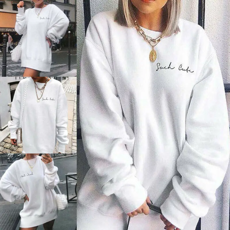 Большой размер женский белый спортивный свитер сексуальный плюс бархат Письмо