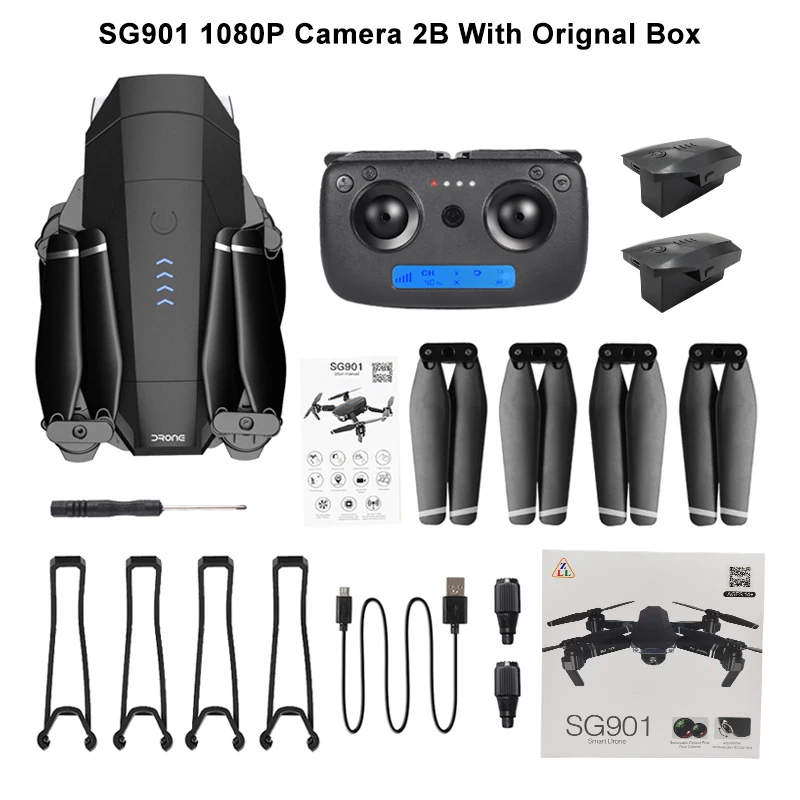SG901 Радиоуправляемый Дрон 4K HD камера/1080 P WiFi FPV профессиональная оптическая камера с потоком Дрон 18 минут RC Квадрокоптер VS Xs816 S17 SG106 - Цвет: SG901 1080P 2B BX