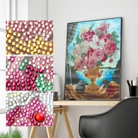 5d diy special shape diamond painting colorful vase flower pattern partial cross stitch kit crystal art home decoration for home