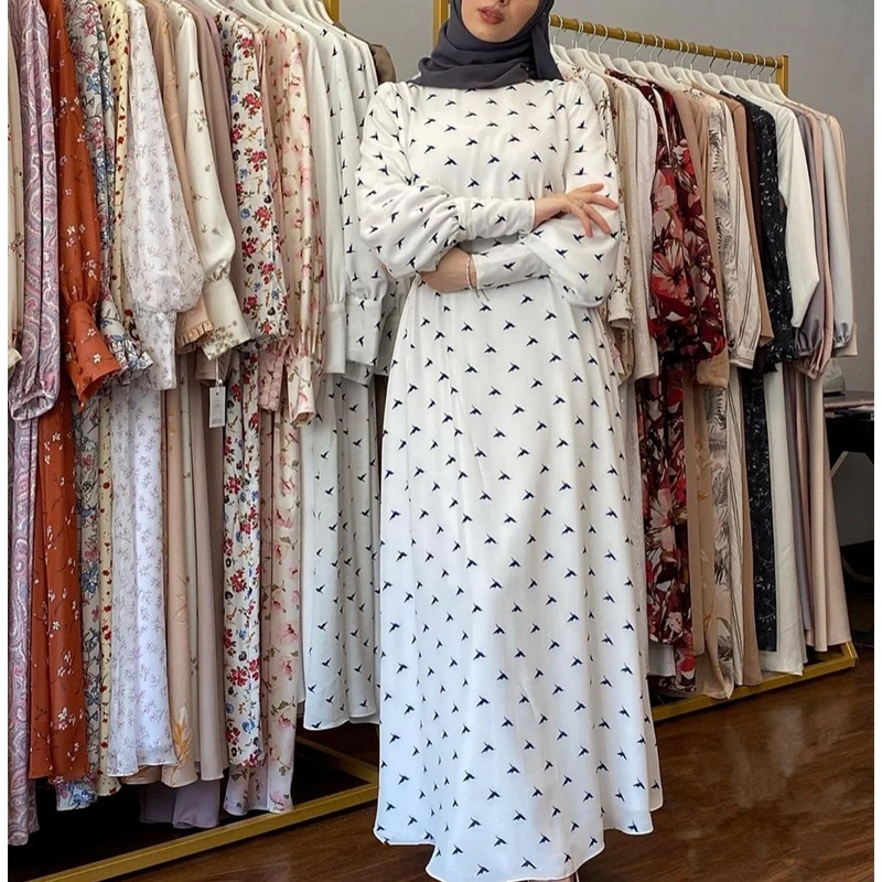 Платье Wepbel женское с длинным рукавом, мусульманское вечернее платье с принтом Абайи, с завышенной талией, Дубайский халат, Турция