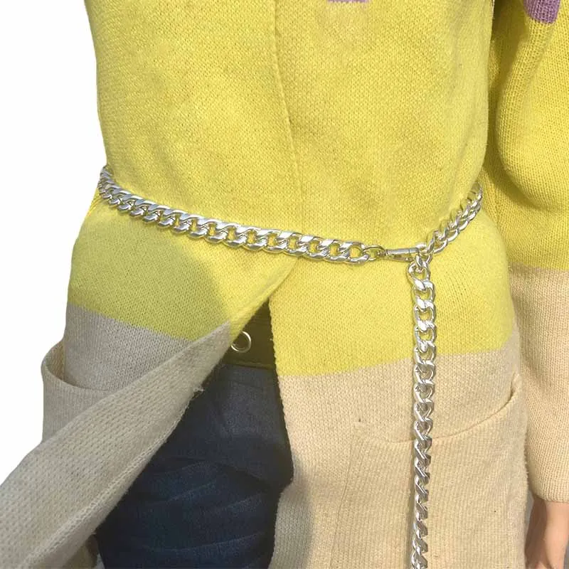 Girls Metal Waist Chain Gold Plated Ceinture Decoration Belts for Women Dresses Metal Chain Designer Belt