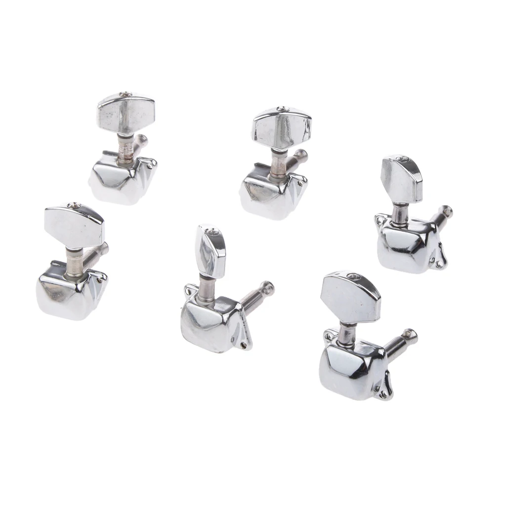 

3R 3L Semiclosed Guitar Tuning Pegs Machine Heads String Tuners Set - Silver