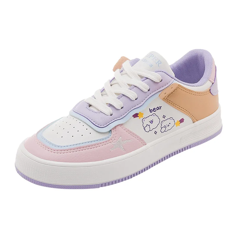 

Women's Sneakers Autumn High Quality Flats Sport Shoes Cute Bear Female Trendy Lace-Up Sneakers New Fashion Comfy Women's Shoes