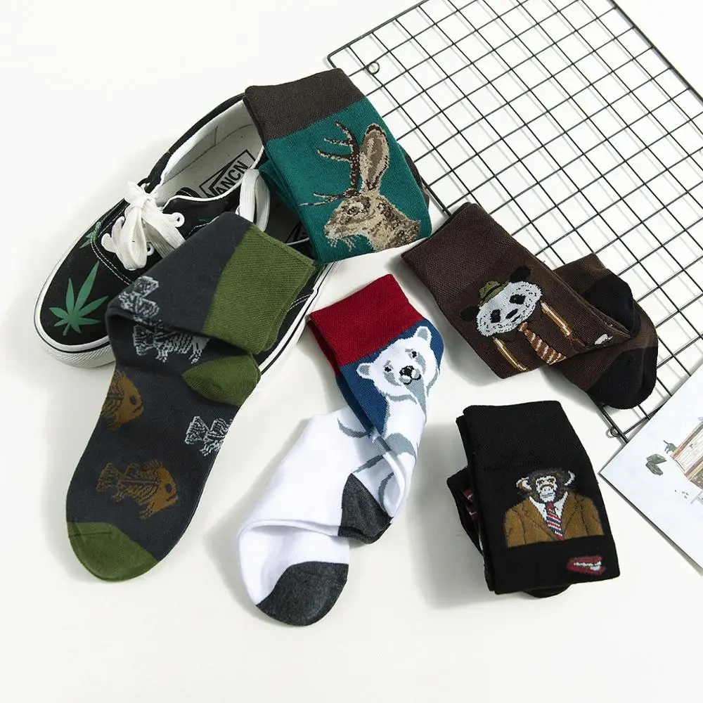 

Woman Socks Funny Cartoon Animal Cute Socks Creative Polar Bear Orangutan Panda Fish Illustration Men And Women Cotton Sock