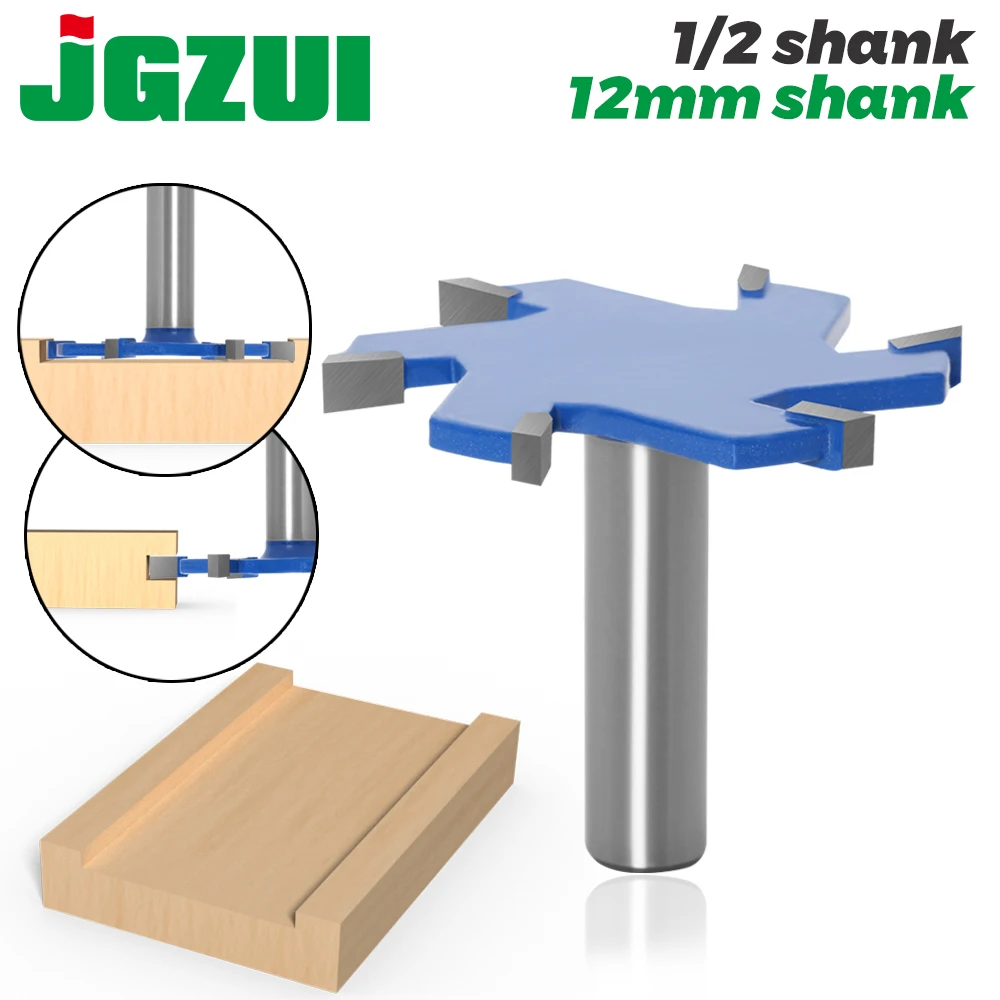 

1pc 1/2" Shank 12mm shank 6 Edge T Type Slotting Cutter Woodworking Tool Router Bits For Wood Industrial Grade Milling Cutter