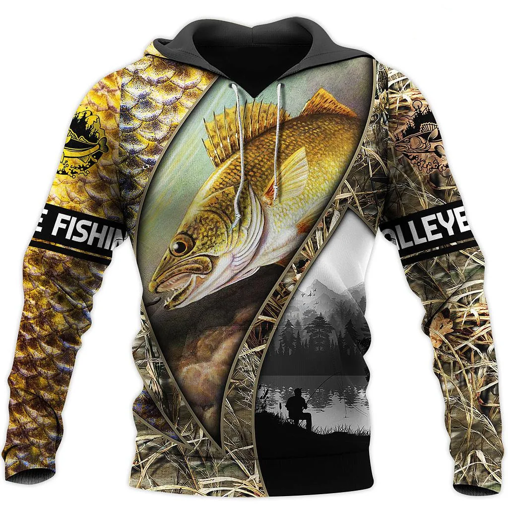 

Новая модная Толстовка Walleye рыболовная серия 3D печать толстовка на молнии толстовка унисекс Уличная Повседневная Толстовка NO00012