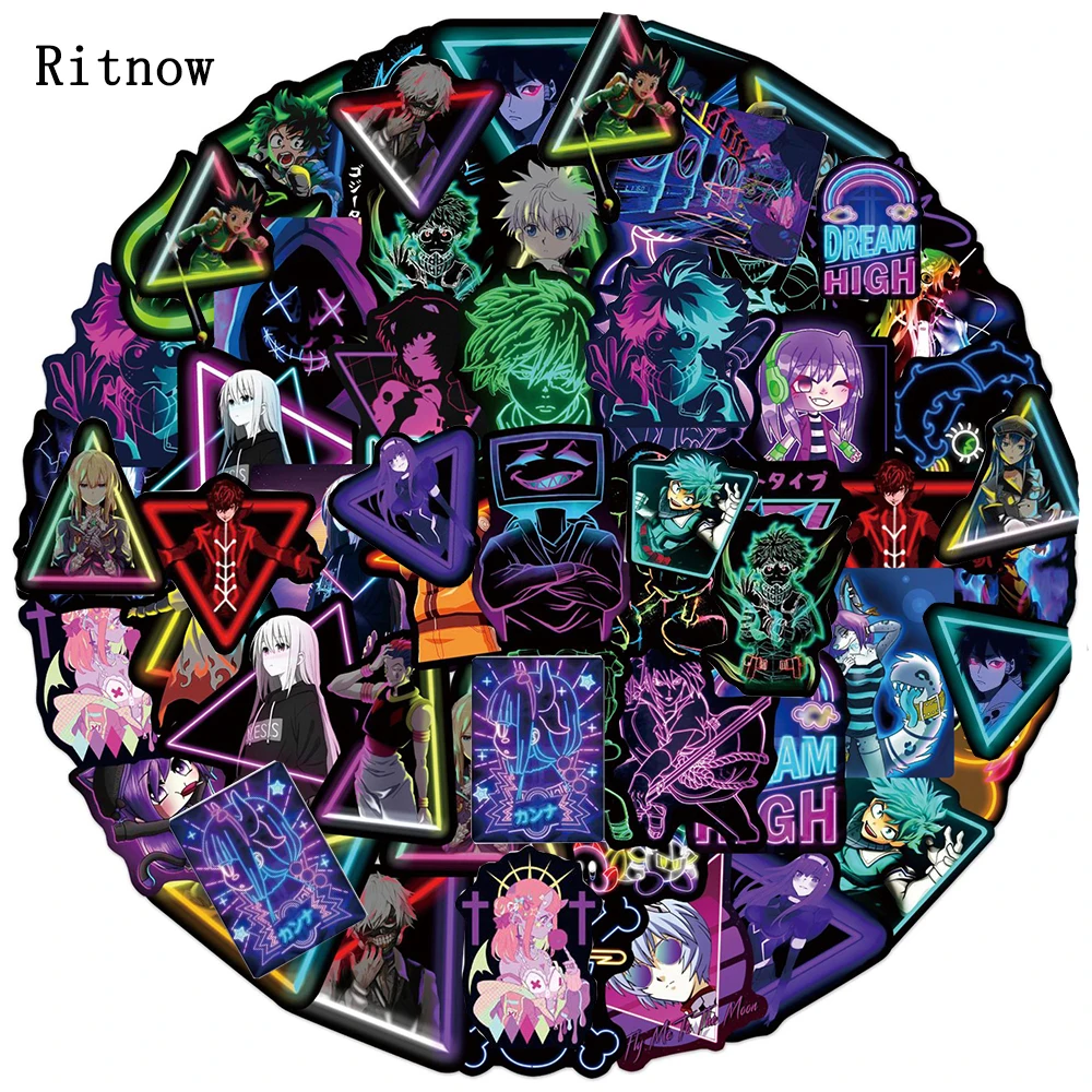 

10/30/50pcs Mix Neon Anime Stickers Graffiti Decals Phone Bike Car Laptop Skateboard Luggage Waterproof Kid Cartoon Sticker Toy