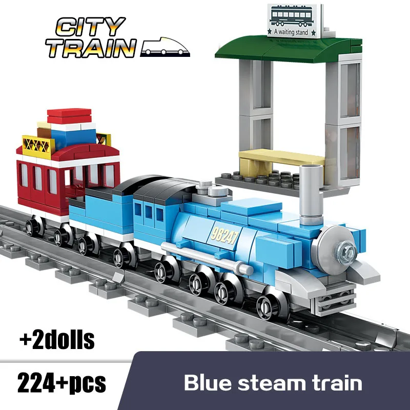 

KAZI City Train Track Railway Rail Sets Model Building Blocks High-tech Steam Freight Highspeed Train DIY Bricks Toys For Child