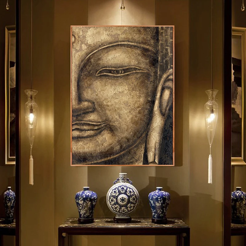 Буддистская зеленая картина 2 панели для плакатов и принтов на холсте Будды