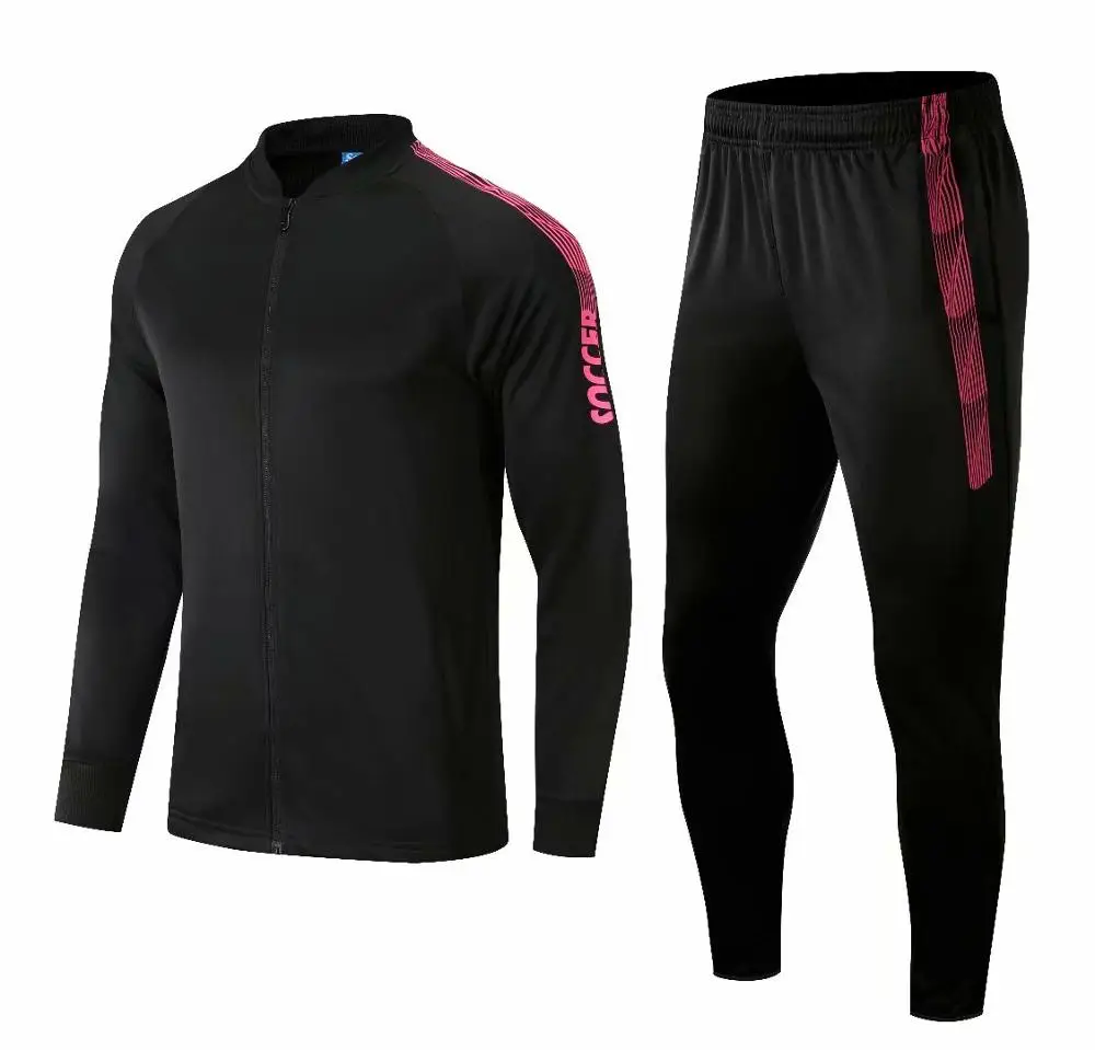 black-red Новинка, спортивный костюм, спортивная одежда, тренировочный комплект для взрослых и детей, футбольные комплекты, теплые куртки и штаны, спортивные костюмы с длинным рукавом - Цвет: black-red