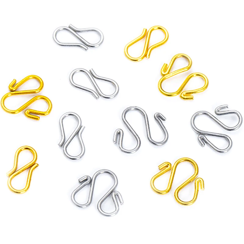 

20pcs Stainless Steel Strong S & W Shape Diy Necklace Clasps Hooks 12x6mm Gold End Clasps for Bracelet Jewelry Making Findings