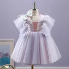 Платье принцессы для маленьких девочек, детская одежда на первый день рождения, платье с цветами, разноцветное пуховое Радужное платье, одежда для маленьких девочек