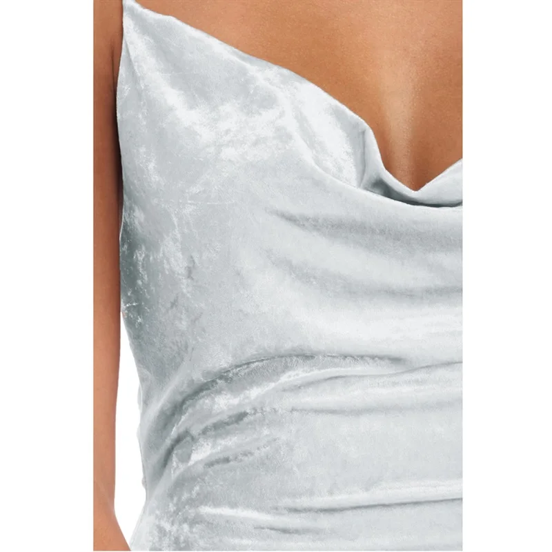 

Fashion Sexy Women Ladies Dresses Sleeveless Velvet Bodycon Clubwear Party Evening Pencil Midi Dresses White