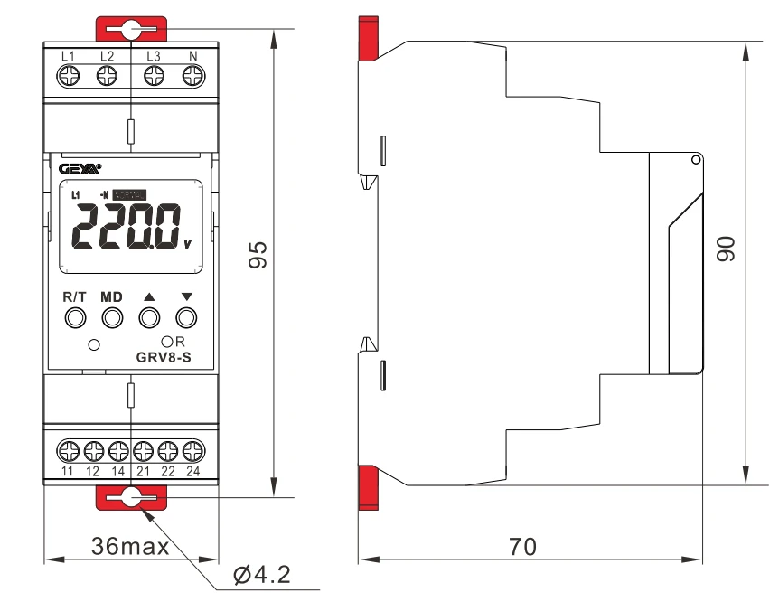 GEYA GRV8-S 3 фазы цифровой дисплей реле напряжения 8A 2SPDT мониторинг фазы реле автоматический сброс ЖК-реле
