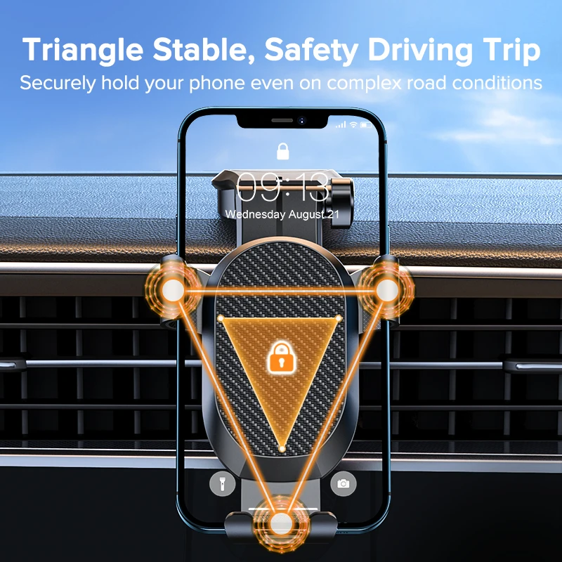 qoovi car phone holder cell phone stand smartphone mount gravity no magnetic support for iphone 13 12 11 x xiaomi samsung huawei free global shipping
