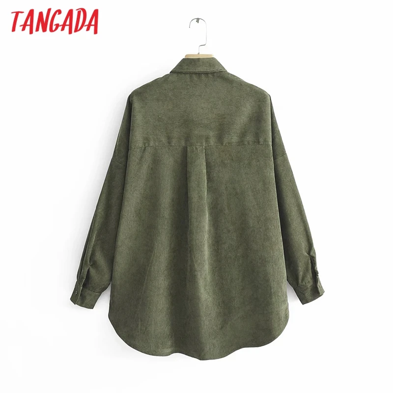 

Tangada women amy green oversize corduroy shirt blusas mujer de moda boyfriend style shirt womens tops 3R17