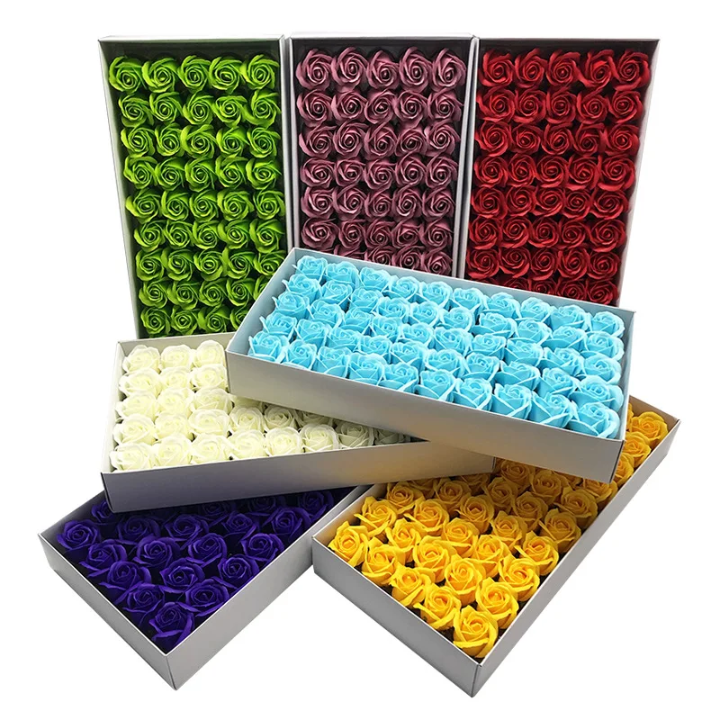 

50Pcs/box Artificial Soap Rose Flower Wedding Decoration Diy Holding Flowers Heads For Wedding Party Valentine'S Day Gift