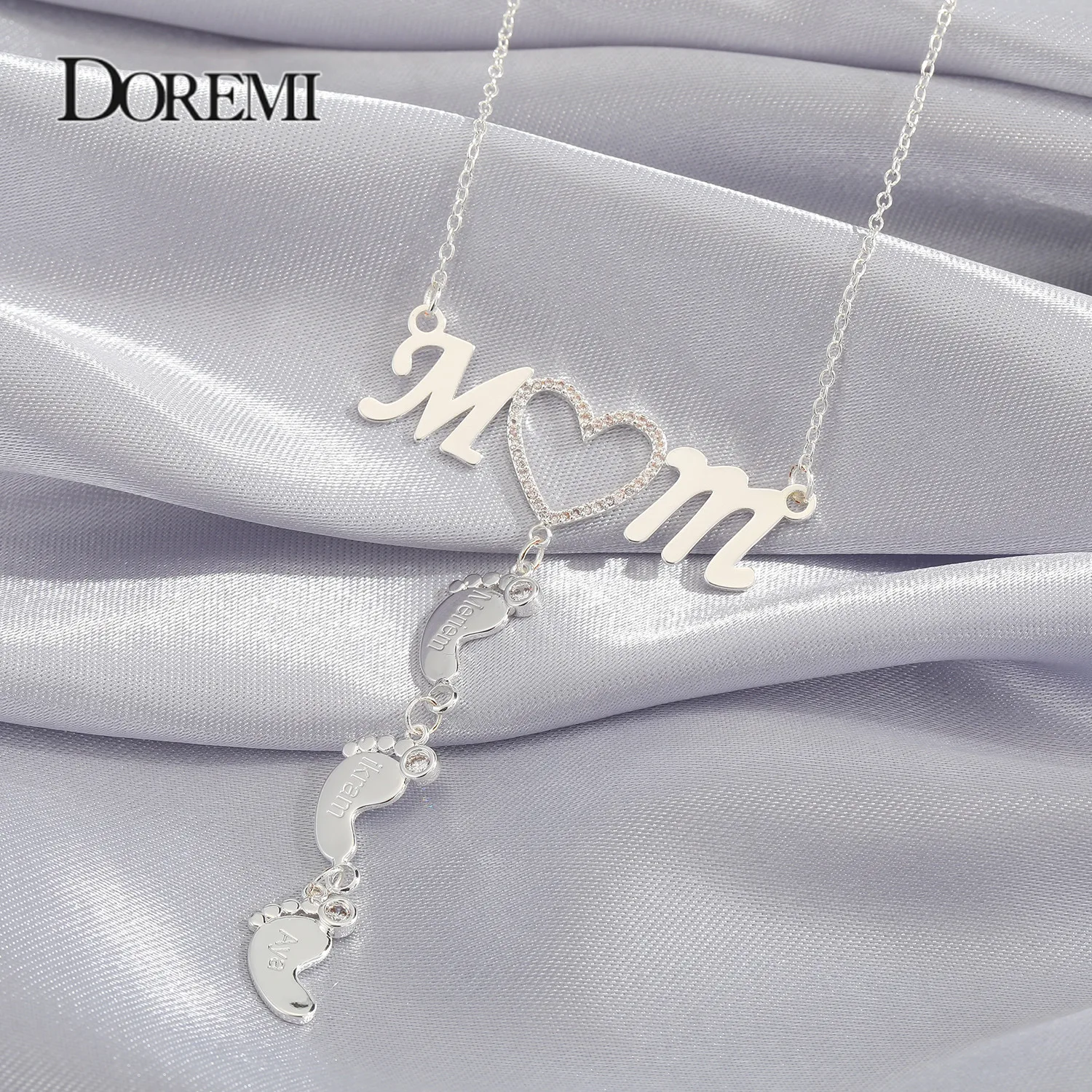 DOREMI подвеска в виде капли для детей с именем влюбленных мамы ожерелье кулоном на