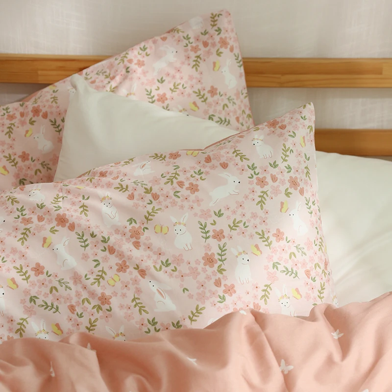 Комплект постельного белья из 100% хлопка с принтом кролика | Дом и сад